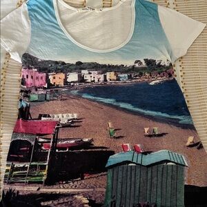 Scenic Beach Print Short Sleeve Tee